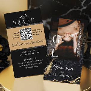 Luxus-Laser- & Hauttechniker Schwarz-Gold-Achat Visitenkarte
