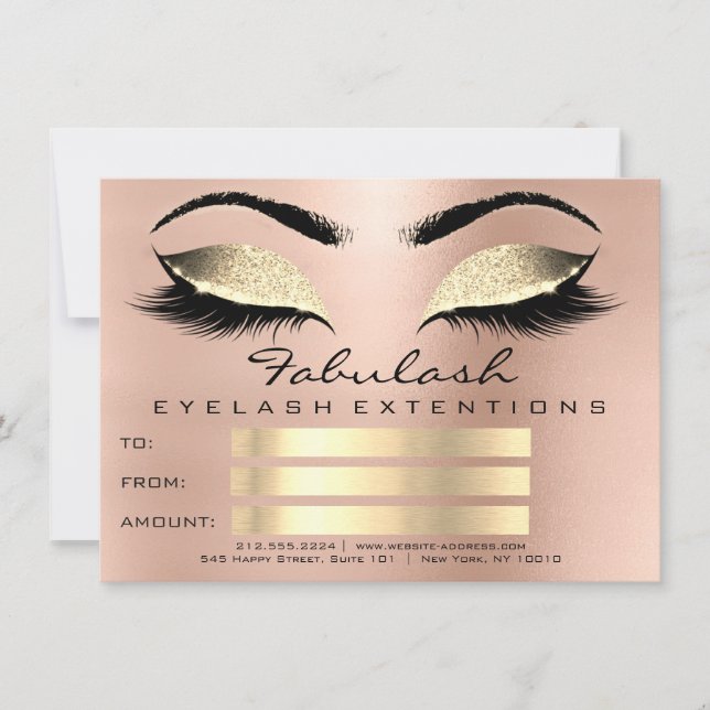 Luxus Lashes Pink Gold Makeup Zertifikat Geschenk (Vorderseite)