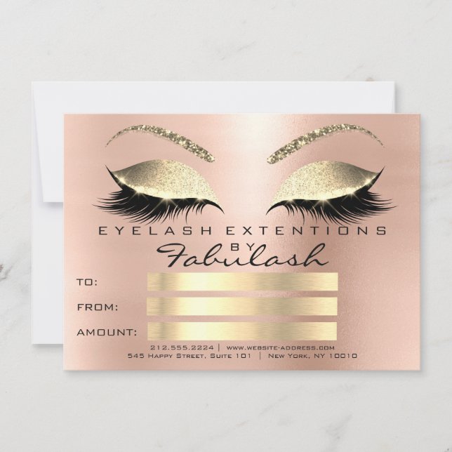 Luxus Lashes Rose Gold Makeup Zertifikat Geschenk (Vorderseite)