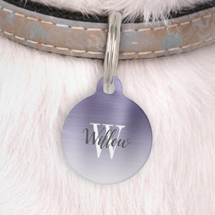 Luxus-Lavendel-Ombre-Bürstetall-Monogramm Haustiermarke