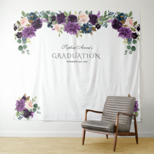 Luxus-Lavendel-Rosa-Blau-Blumen-Abschlussprop Wandteppich
