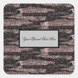 Luxus Leopard, Glitzer & Shiny Abstrakt für I.d. Quadratischer Aufkleber