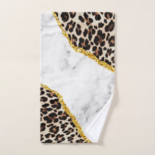Luxus Leopard Interieur Marmor Stone Glitzer Handtuch