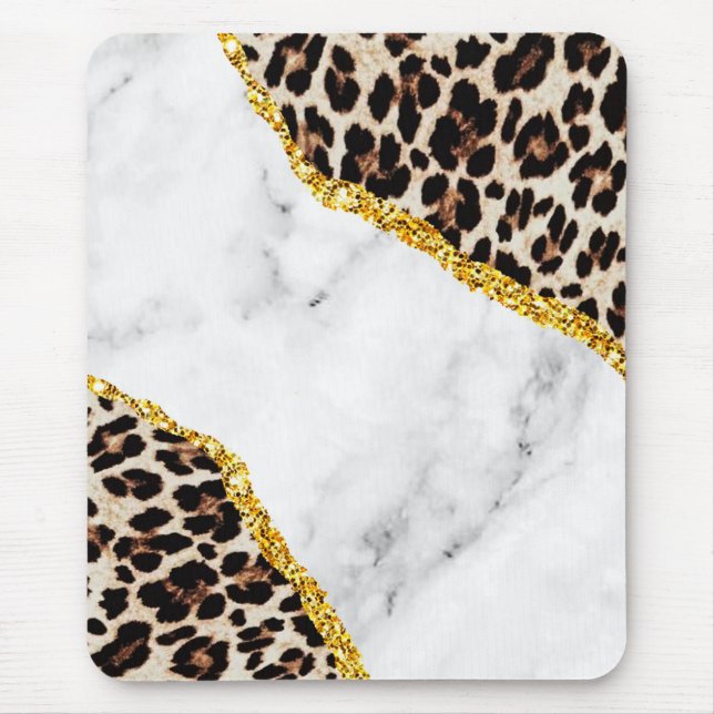 Luxus-Leoparden-Innenraum-Marmorstein-Glitter Mousepad (Vorne)