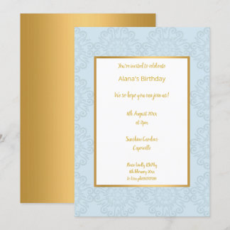 LUXUS LICHT BLAUE GOLD ABSTRAKTER GEBURTSTAG EINLADUNG