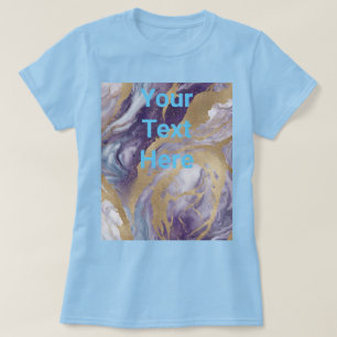 Luxus Light Blue Lila Gold Custom Text T - Shirt