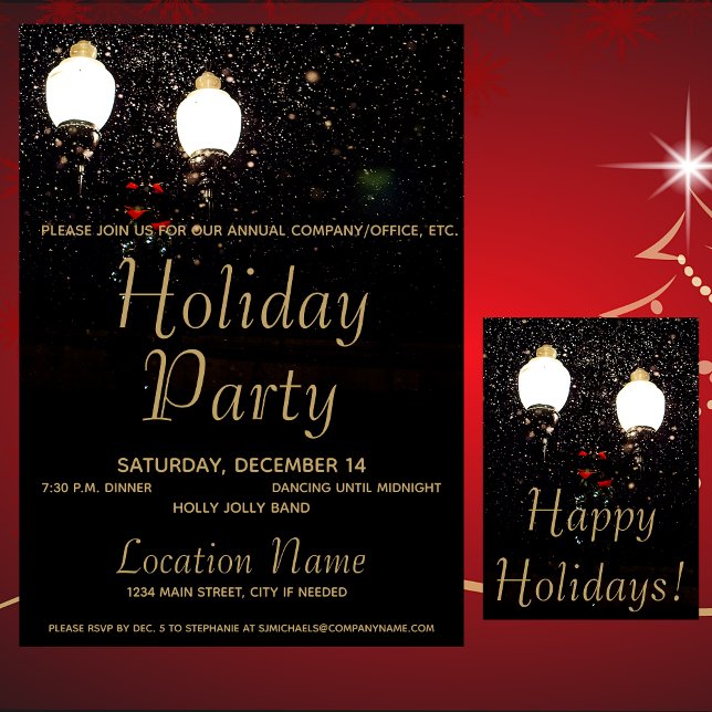 Luxus Lights Black & Gold Corporate Holiday Party Einladung (Von Creator hochgeladen)