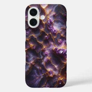 Luxus-Lila-Amethyst-Kristall-Handytasche - Royal  iPhone 16 Hülle