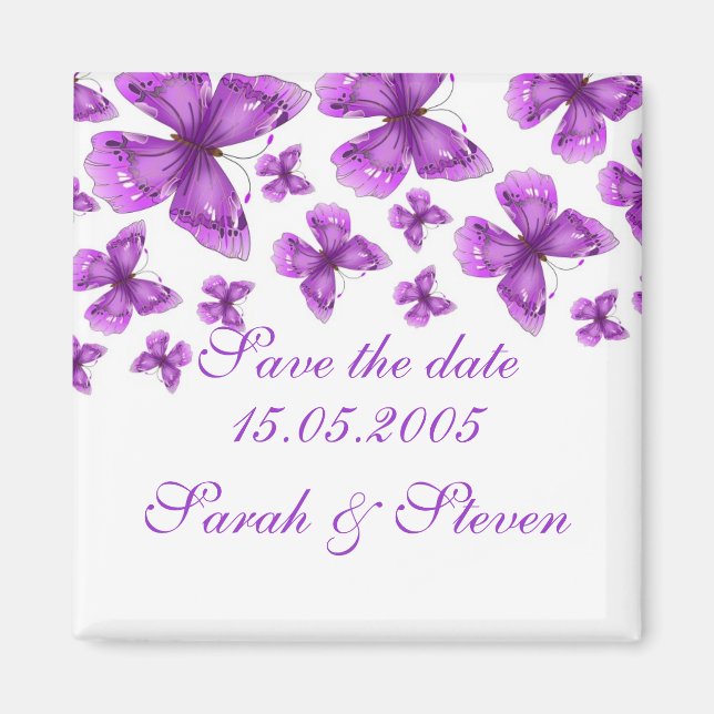 Luxus Lila Elegant Butterfly Save the Date Magnet (Vorne)