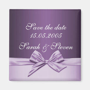 Luxus Lila Elegant Ribbon Save the Date Magnet