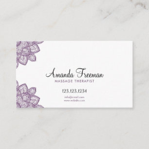 Luxus Lila Floral Massage Therapist Visitenkarte