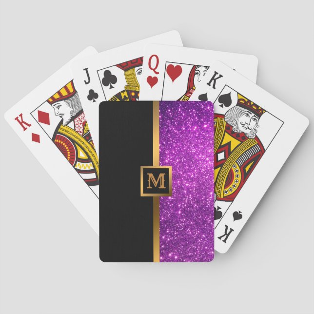 Luxus Lila Gold Glitzer Spielkarten (Rückseite)