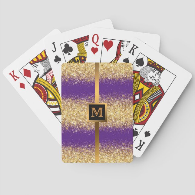 Luxus Lila Gold Glitzer Spielkarten (Rückseite)