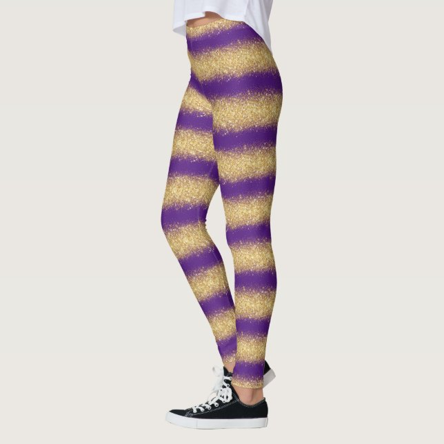 Luxus Lila Popular Geschenk Gold Glitzer Leggings (Links)