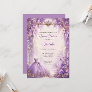 Luxus-Lila-Prinzessin Sweet Sixteen Einladung