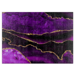 Luxus Lila und Gold Glitzer Agate Schneidebrett