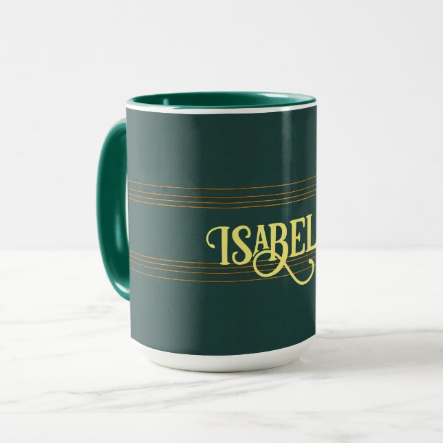 Luxus Linen Popular Green Gold Texture Collection Tasse (Vorderseite Links)