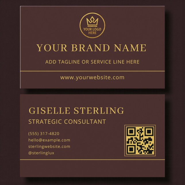 Luxus-Logo Bordeaux Gold QR-Code Visitenkarte (Von Creator hochgeladen)