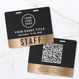 Luxus-Logo-QR-Code Schwarz Gold Event-Zugangs-Pass Ausweis