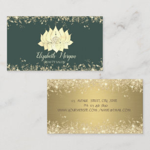 Luxus-Lotusblume Gold Glitter Staub Salbei Grün Visitenkarte