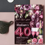 Luxus Magenta Wein Erwachsene 40. Geburtstag Einladung<br><div class="desc">Luxus Magenta Wein Erwachsene Geburtstag Design. Die passenden Produkte finden Sie in der Magenta Wein Adult Birthday Kollektion.</div>