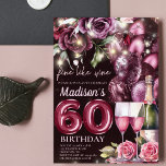 Luxus Magenta Wein Erwachsene 60. Geburtstag Einladung<br><div class="desc">Luxus Magenta Wein Erwachsene Geburtstag Design. Die passenden Produkte finden Sie in der Magenta Wein Adult Birthday Kollektion.</div>