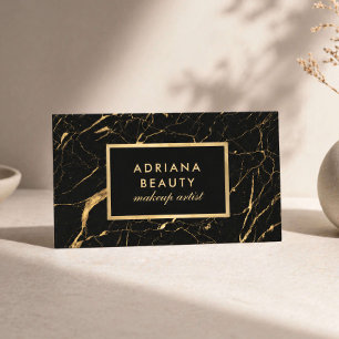 Luxus-Make-up-Artist-Salon Schwarz-Gold-Marmor Visitenkarte