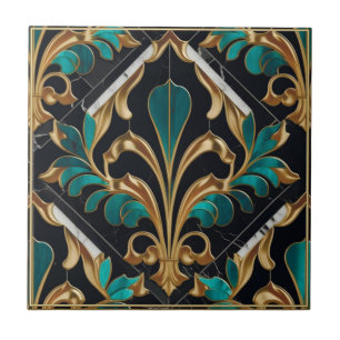Luxus-Malachit-Art-Deco-Blumen-Marmor-Muster Fliese