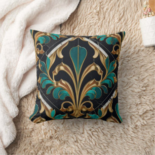 Luxus-Malachit-Art-Deco-Blumen-Marmor-Muster Kissen