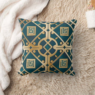 Luxus-Marmor Art Deco griechischer Schlüssel Meerg Kissen
