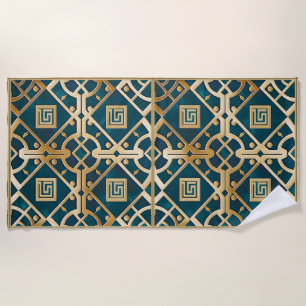 Luxus Marmor Art Deco griechischer Schlüssel Meerg Strandtuch