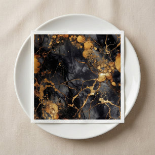 Luxus-Marmor-Effekt aus schwarzem und goldenem Mar Serviette