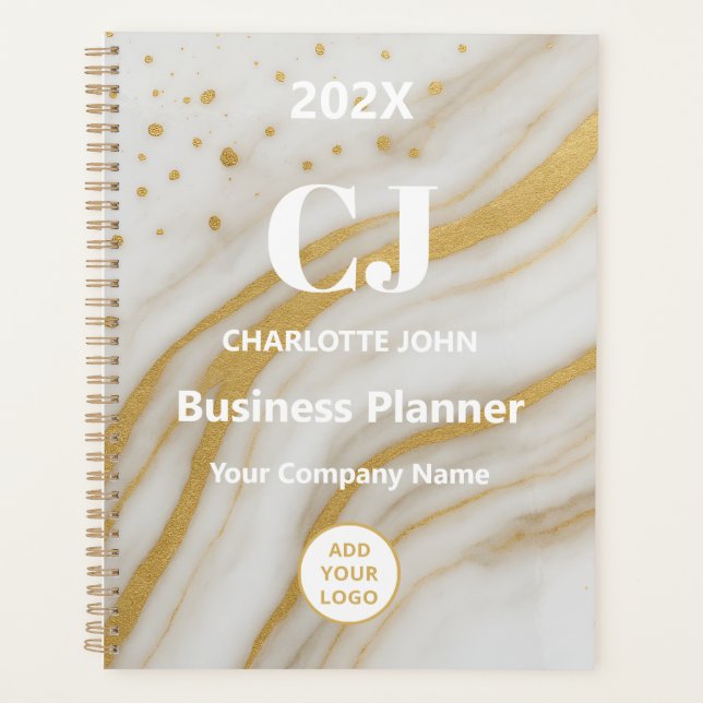Luxus-Marmor-Geschäftsmonogramm 2026 Planer (Vorderseite)