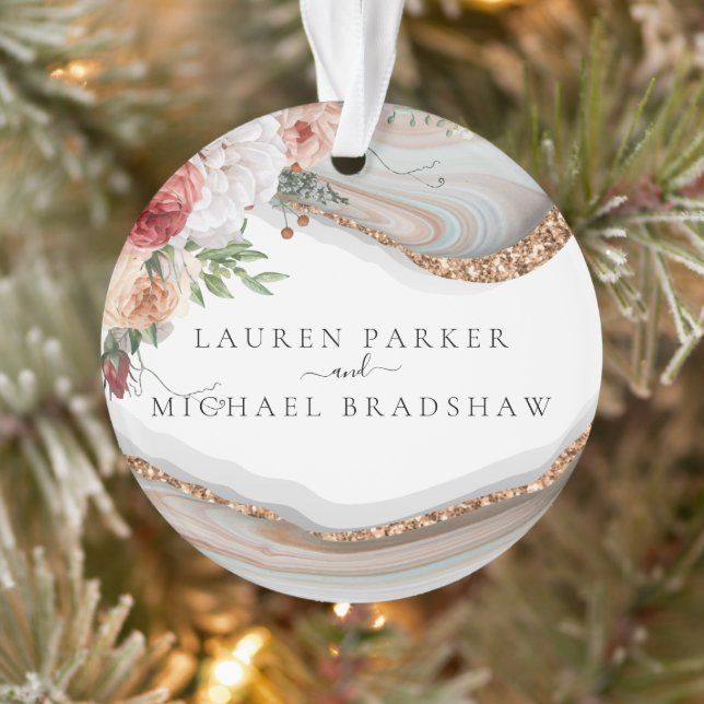 Luxus-Marmor-Glitzer Hochzeit Ornament (Baum)