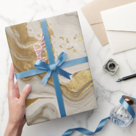 Luxus Marmor Gold Weiß Harmonie Abstrakte Muster Geschenkpapier