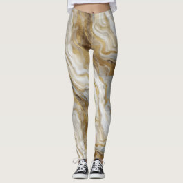 Luxus Marmor Gold Weiß Harmonie Abstrakte Muster Leggings