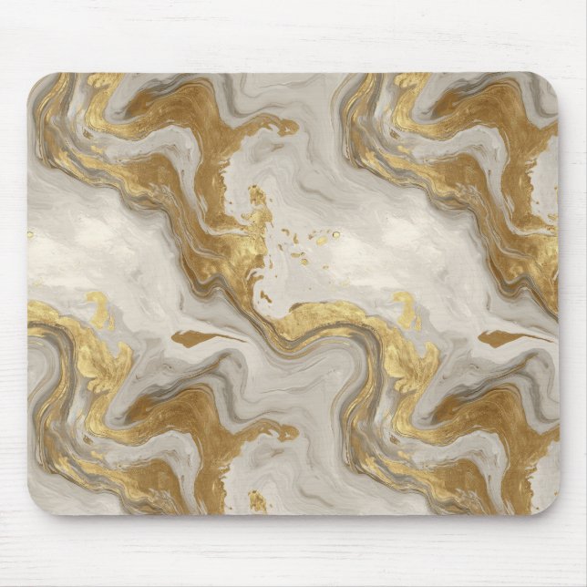 Luxus Marmor Gold Weiß Harmonie Abstrakte Muster Mousepad (Vorne)