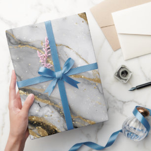 Luxus Marmor Goldader Weiß Glitter Muster Geschenkpapier