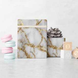Luxus-Marmor Goldader Weiß Glitter-Muster Geschenkpapier