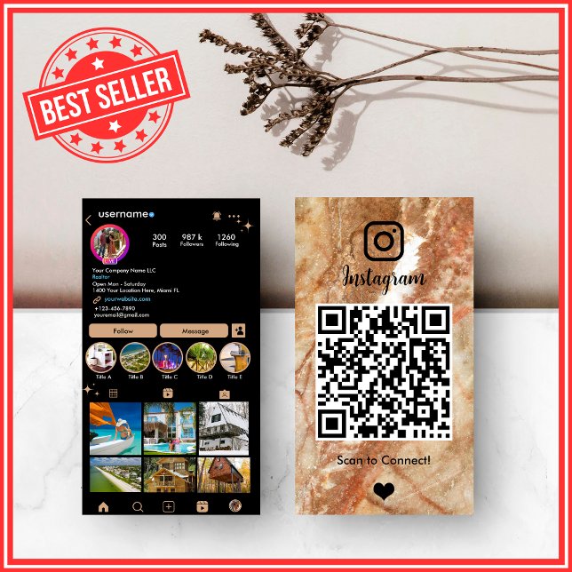 LUXUS Marmor Instagram QR Code Visitenkarte (Von Creator hochgeladen)