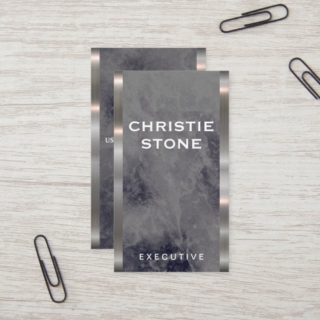 Luxus-Marmor | Metallische Trimm Visitenkarte (Vorderseite/Rückseite Beispiel)