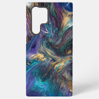 Luxus-Marmor-Samsung-Hülle – Blau Lila Gold Abstra