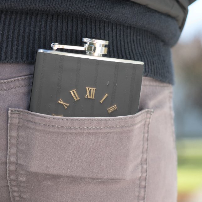 Luxus-Matte-Schwarz-und-Gold-Kaffeetasse mit römis Flachmann (Beispiel)