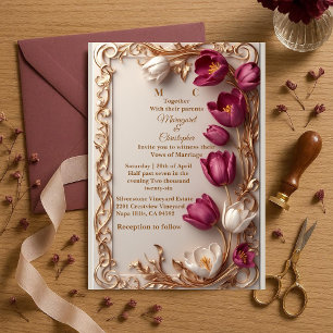 Luxus-Maulbeertulpe Gold Barock Opulente Hochzeit Einladung