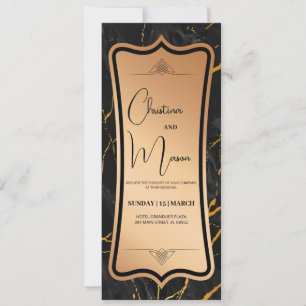 Luxus Metallic Schwarz Gold Marmor Einladung