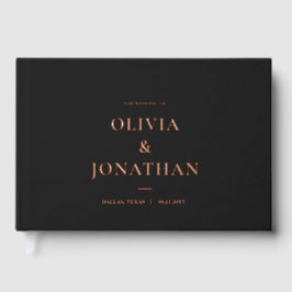 Luxus Minimal Black Foil Rosegold Hochzeit Gästebuch