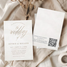 Luxus-Minimal-Gold- und Beige-QR-Code-Hochzeit
