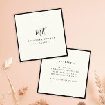Luxus Minimal Monogram Black Ivory Klassischer Chi Quadratische Visitenkarte<br><div class="desc">Diese moderne,  monogramm Visitenkarte in Elfenbein und Schwarz ist ein raffiniertes minimalistisches Design,  das Ihre Monogramm in einem handgeschriebenen Skript kombiniert,  entlang eleganter Serifentypografie. Der dünne schwarze Rahmen unterstreicht das klassische,  luxuriöse Ambiente dieses Layouts.</div>