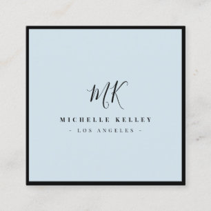 Luxus Minimal Monogram Dusty Blue Classic Chic Quadratische Visitenkarte
