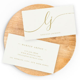 Luxus Minimal Monogram Ivory Gold Einfaches Elegan Visitenkarte